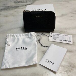 Furla Black Leather Card Holder and Key Ring